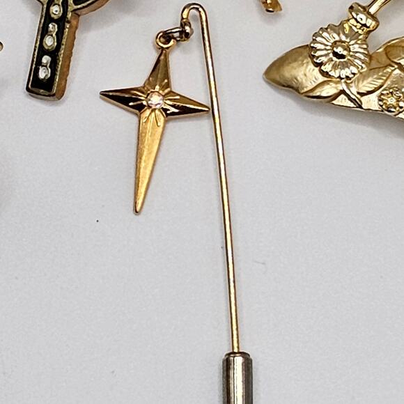 Vintage Brooch Pin Costume Jewelry Bundle Angel Cross Goldtone Faith Religious - Picture 9 of 11